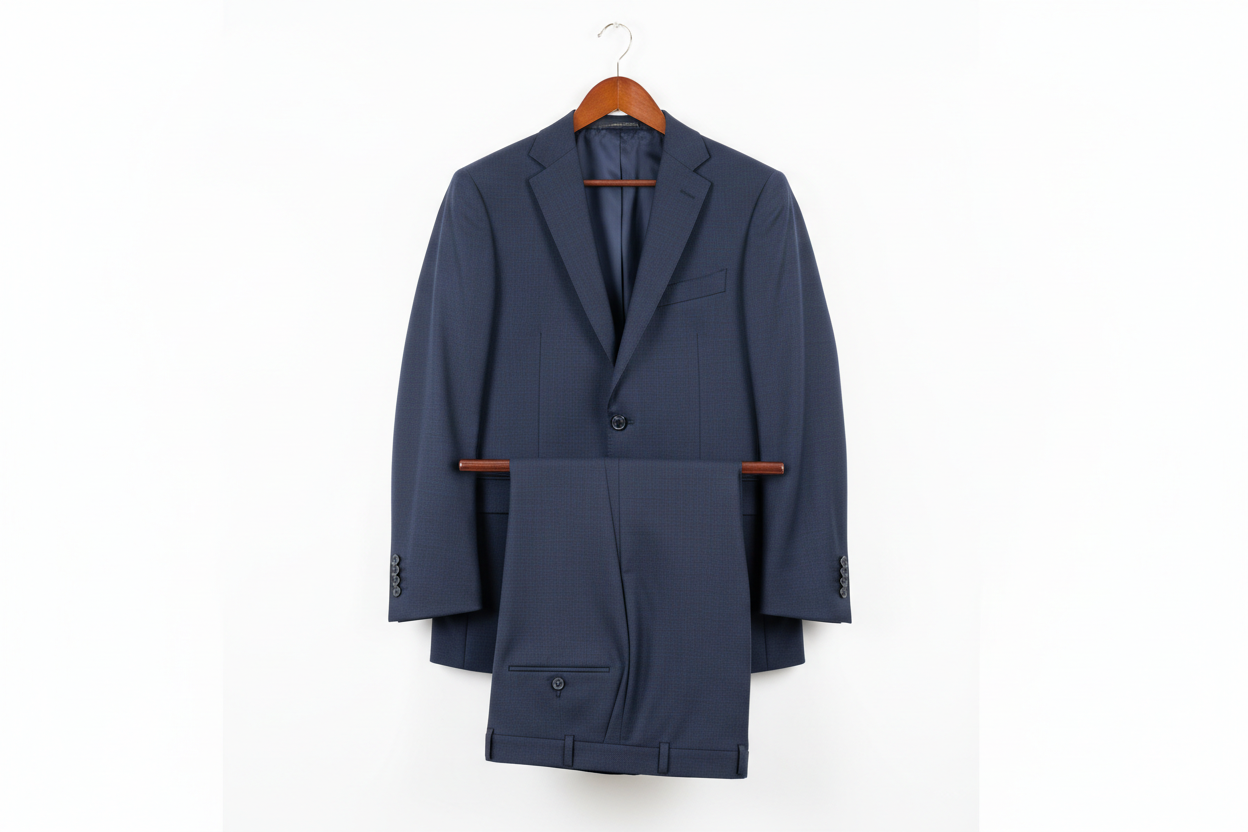 2 piece suit ironed on hanger 