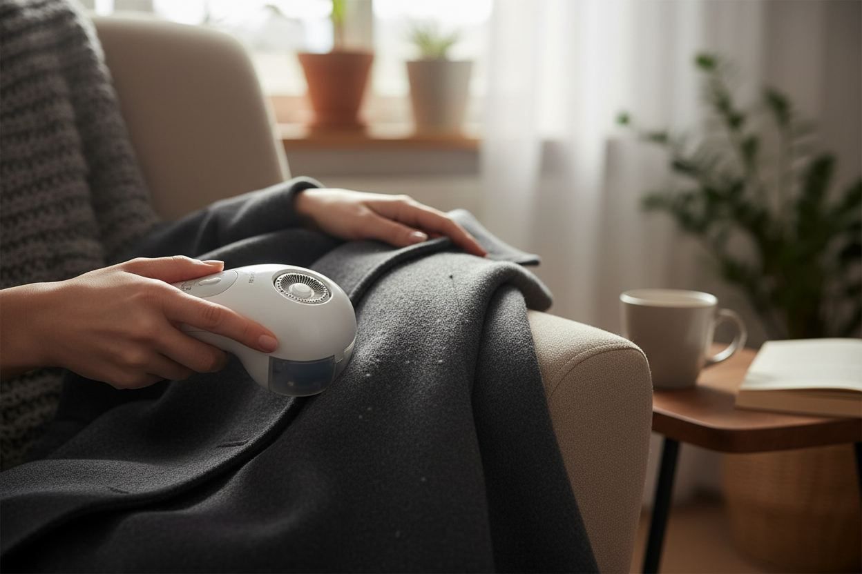 person debobbling coat